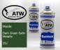 Preview: Mazda, Dark Green Satin Metallic, 25J: 400ml Sprühdose + 400ml Klarlack - Set, von ATW Autoteile West.